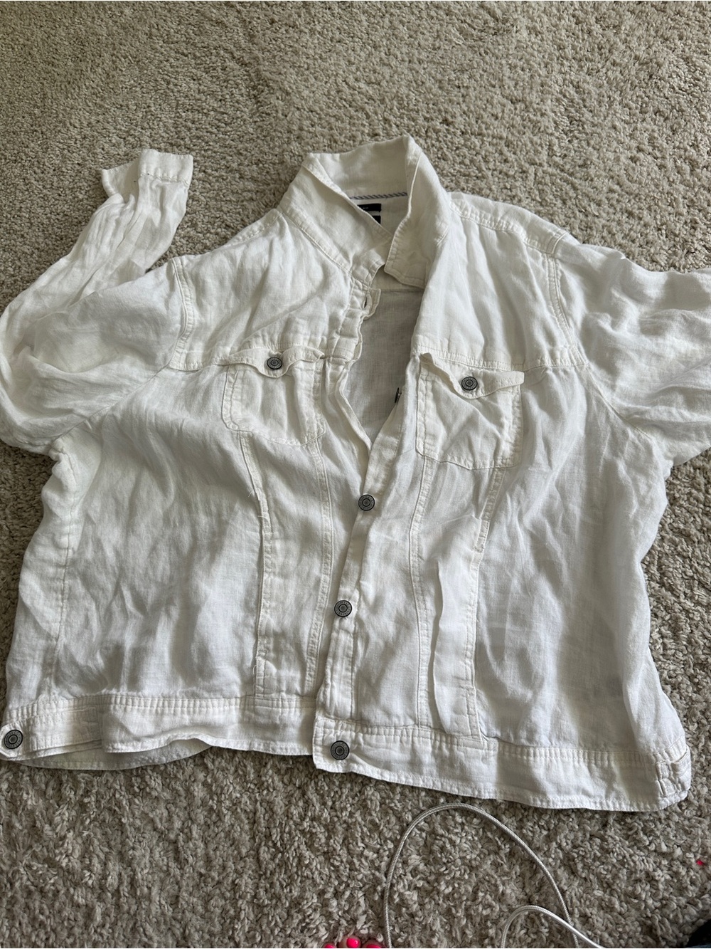 Jones New York White Linen-Blend Jean Jacket